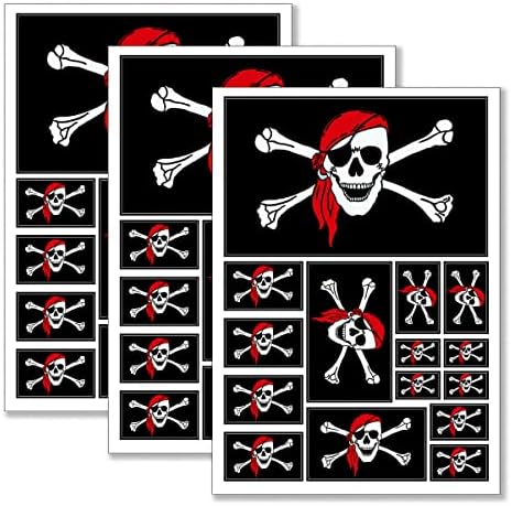 QQSD Пират Џоли Роџер Црвена Бандана Знаме Налепница Пиратски Налепници Во Повеќе Големини