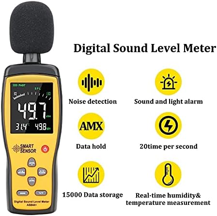 KFJBX дигитален звук на звук на звук Метар децибел Аудио тестер 30 ~ 130 DBA боја LCD дисплеј автомобилски микрофон DB метар