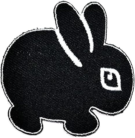 Retereasy Patch зајак везено шиење железо на лепенка симпатична животна црна зајаче деца цртан филм за облека ранец од маици