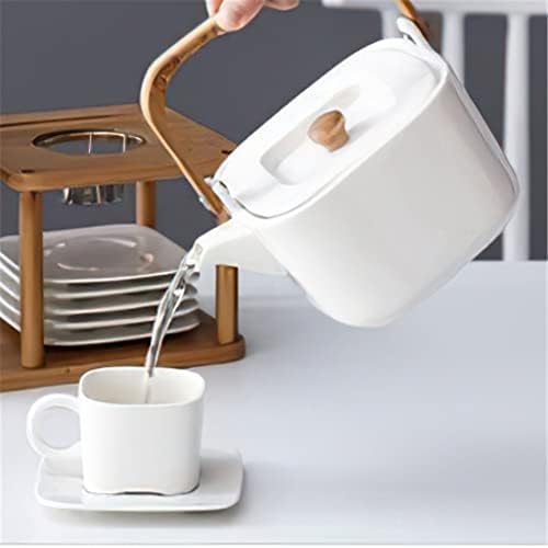 TJLSS бел квадрат керамички кафе сет чај постави керамички тенџере чајник чаша чаша чаша чај европски сет за кафе