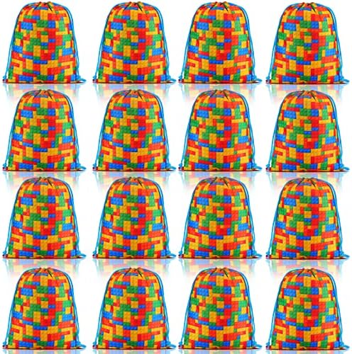 24 Пакет Градежни Блокови Добрите Бонбони Торби За Лекување Градежни Блокови Торби За Подароци Со Врвки За Градење Забави Од Тули Чанти