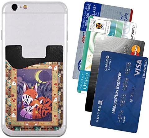 Gagaduck fox лепила Телефонски мобилен телефон стап на картички за ракави на ракав, држач за лична карта, компатибилен со повеќето паметни