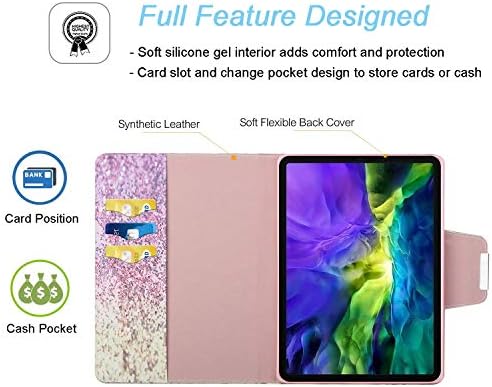 iPad Air 10.9 инчи 4 -та генерација кутија, 2021/2020/2018 iPad Pro 11 инчен случај, Apoll PU кожа магнет брава шок -обвивка за заштитен куќиште за iPad Air 4 2020 10.9 /ipad pro 11, жолт розов песок