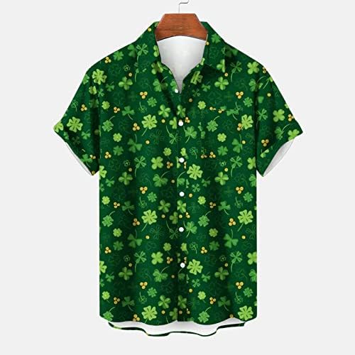 Маици за мажи Свети Патрик отпечатија една џебна кошула обична лабава печатена џебна кошула блузи плус големина