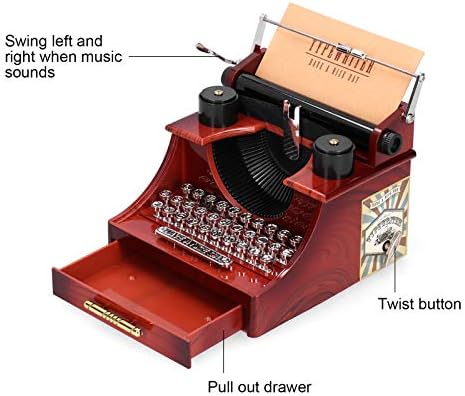 Музичка кутија за машина за пишување, антикорозија водоотпорна музичка декорација машина за пишување машина за пишување со фиока, за дневна