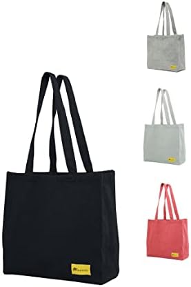 Премиум памучно платно тота торба со 6 внатрешни џебови-торба со тешки памучни платно со засилено зашивање со засилено зашивање
