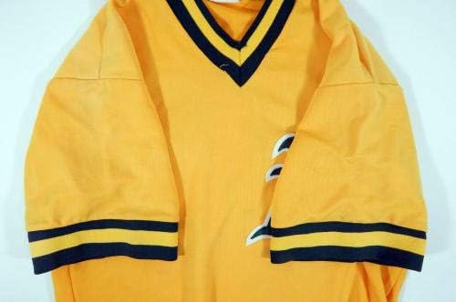 Кон крајот на 1980 -тите Оукланд Атлетика 11 Игра користеше Gold Jersey Practication DP04693 - Игра користена МЛБ дресови