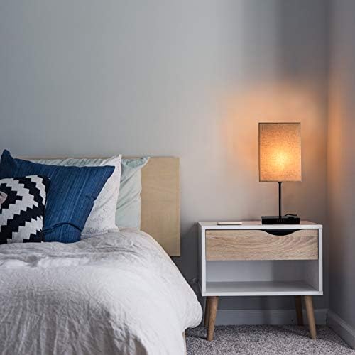 УСБ -ламба за маса во кревет со 4 USB пристаништа за полнење, ламба за ноќна ноќ, стабилна база, удобен ланец за влечење за дневна соба во спалната соба