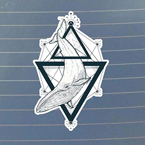 Млечни кригла дизајнираат триаголник геометриски стил тетоважа кит 5 инчи целосна боја винил деклара