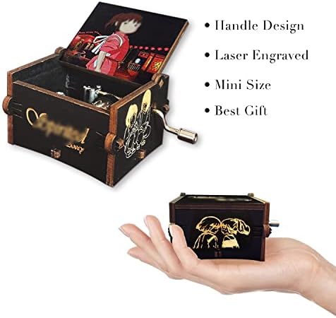 Музичка кутија на „Спирит“, дрвена музичка кутија со рака, дрвени играчки за обожаватели на аниме, подароци за девојки и деца, Денот на вineубените,