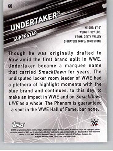 2019 Топс WWE Smackdown Во Живо #60 Гробар Борење Тргување Картичка