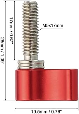 Копче за ротирање на навој Patikil, 2 парчиња l тип M5 17mm Прилагодлива завртка за палецот, за систем за монтирање на фотоапаратот, црвена,