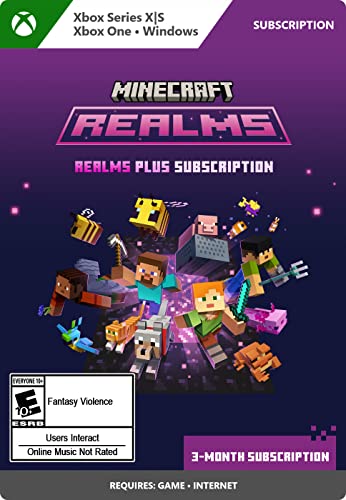 Minecraft Realms Plus 3 -месечен стандард за претплата - Xbox & Windows 10 [Дигитален код]
