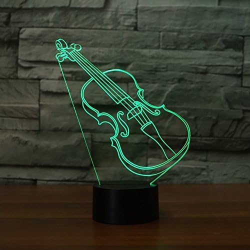 3Д Апстрактна виолина гитара ноќна светлина табела за табела Оптичка илузија ламби 7 светла за промена на боја предводена табела за ламба