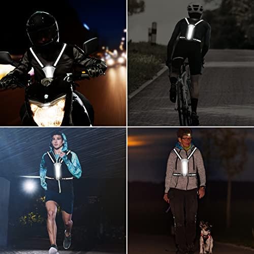 Y-jiayol LED рефлексивен елек, USB полнење со висока видлива безбедност рефлексивна опрема за трчање, осветлен елек за трчање за мажи/жени ноќ, одење, велосипедизам, мотоц?