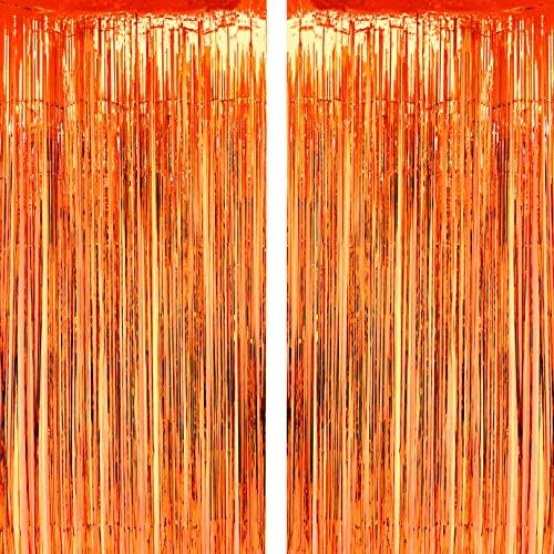 Портокалова забава Tinsel Foil Fringe Curtains - Падот на Денот на благодарноста карневалска Ноќта на вештерките Конструкција 1 -ви роденден