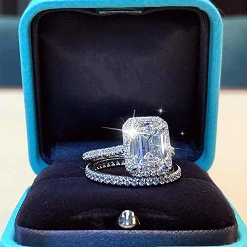 Женски ангажман прстени квадратни ринстони невестински венчален прстен солитер кубни цирконија прстен за ангажман дијамантски прстен