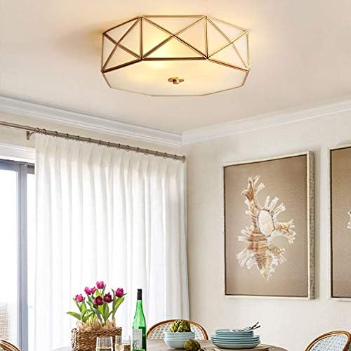 Lysldh бакарен тавански светло злато круг гроздобер стакло декоративно таванот осветлување ретро дизајн дневна соба спална соба светло