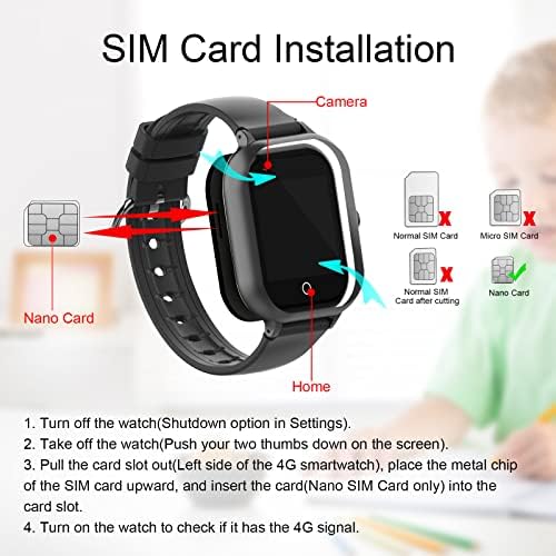 Winlex Kids Smart Watch со GPS Tracker и Calling, 4G Smartwatches Girls Boys со SIM картичка SOS камера Гласов видео повик Училиште режим за деца деца на возраст од 4-12 роденденски подароци