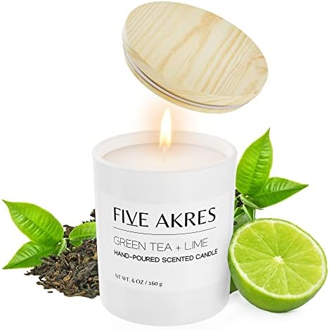Пет Акри Зелен Чај + Вар | 6 МЛ Долготрајни Органски Силни Миризливи Свеќи За Домашна | Бела Ароматерапија релаксирачки &засилувач; Декоративни