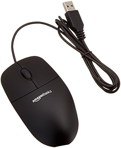 Амазон Основи 3-Копче Жичен USB Компјутер Глувчето, Црно-Пакет од 30