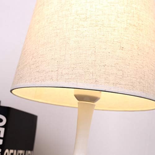 Dmuniz Desk LAMPS читање ламба за ламби со модерни ламби за ноќна ноќ со метална основа и бела ткаенина сенка, ламби за биро за затемнување во