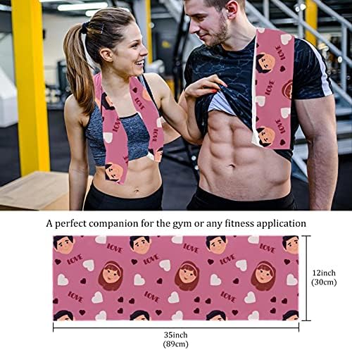 Спортски тренинзи крпи Брзо сушење фитнес потта за пот за мажи и жени вежба за вежбање 2 пакувања 12 x 35inch розово симпатичен цртан филм