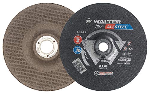Walter AllSteel 08C902 Разновидно тркало за мелење-[Пакет од 25] А-30-АС Грит, 9 ин. Сечење тркало со заоблена дупка. Абразивни тркала