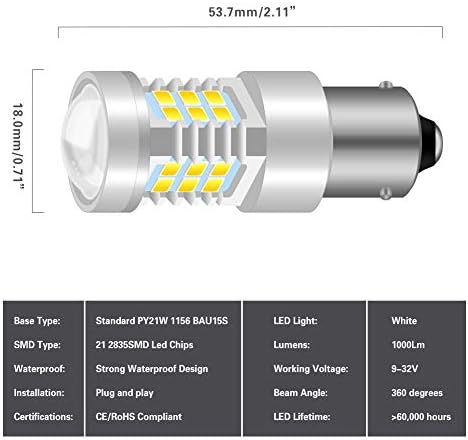 NATGIC BAU15S 7507 1156 PY21W LED Светилки 21-EX 2835 SMD Чипсети со Проектор За Леќи За Резервни Светла, Задни Светла, Стоп Светла,
