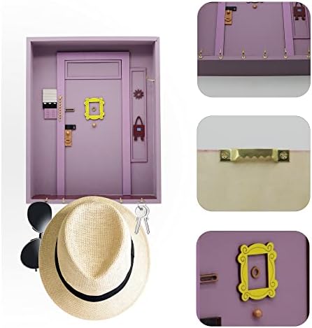 Вуеџиќ Пријатели Клучни држачи и рамка за врата на Моника, симпатична домашна подарок за ТВ -шоу loversубители на стоки, пурпурни рачно изработени