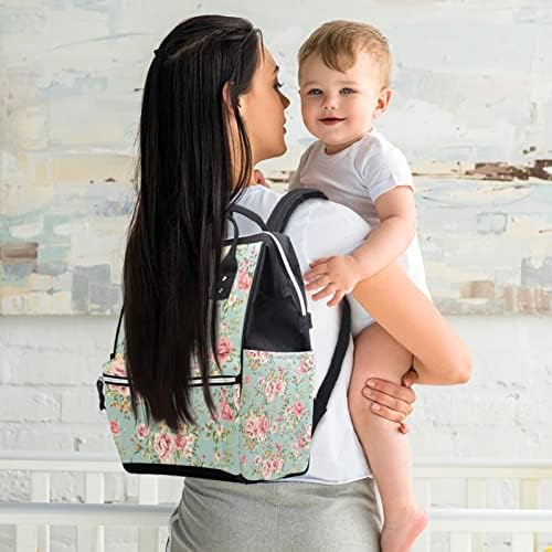 Романтична цветна wallидна хартиена торба за пелена ранец бебе бебе, менување торби со повеќе функции, торба за патување со голем капацитет