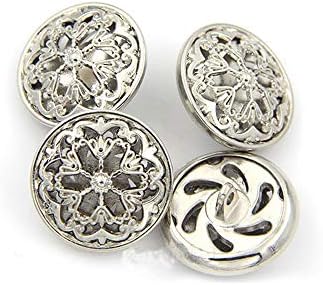 10 парчиња сребрена шуплива цветна цветна копче тркалезно метални копчиња за шиење на палто за шиење 18 20 22 25мм