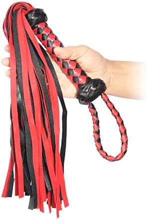 Венесенски ропки за ропки, 18,9 инчи лажни кожни камшици за возрасни игра, црна и црвена боја
