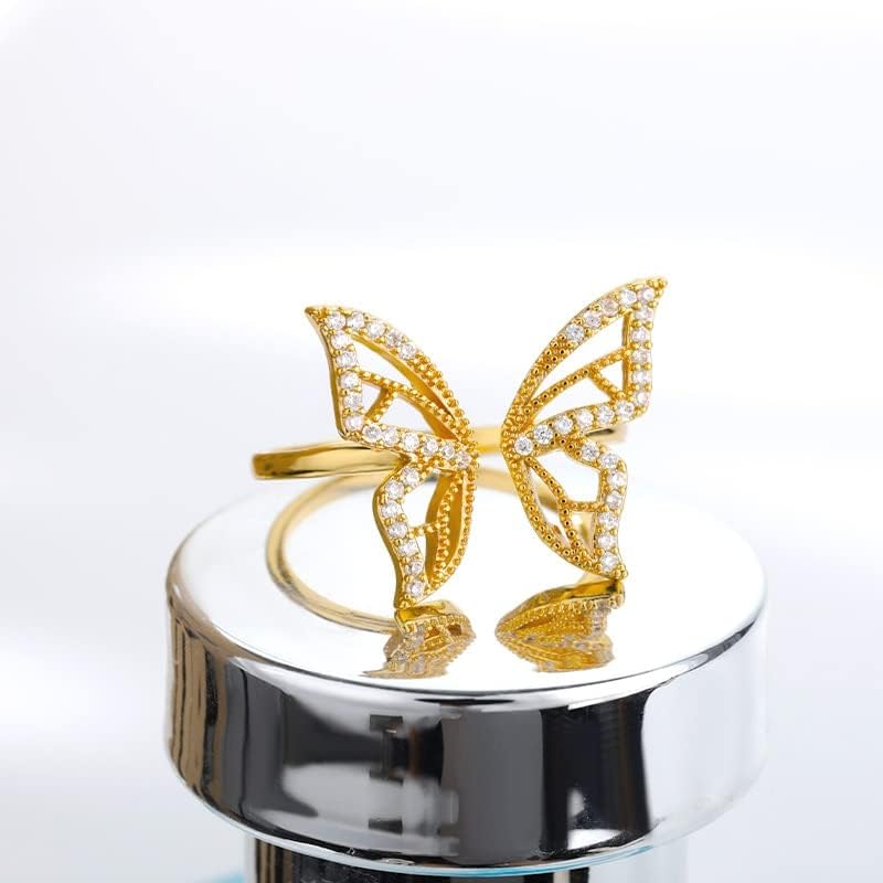 Ојалма трендовски златни кристални пеперутки прстени за жени мажи lубовници двојки ringsвони пријателски ангажман Свадба на отворени