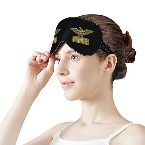 Златен амблем SPQR мека маска за очи на очите, ефективна засенчување на удобноста за спиење со еластична прилагодлива лента
