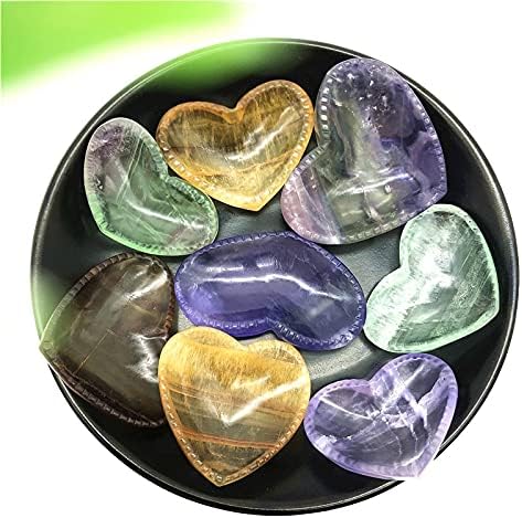 Laaalid xn216 1pc Природна убава флуоритска форма на срцева чинија кристал занает реики камена фигура дома декор кварц природни камења и минерали природно