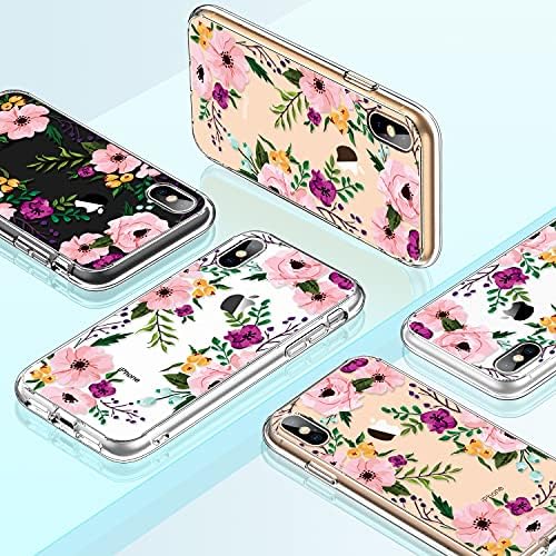 Giika за iPhone X Case, iPhone XS Case, јасен целосен каросерија за заштита на телото, за заштитни цвеќиња, жени, тврдо куќиште со TPU