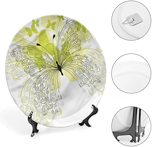 Xisunya 7 inch Декоративна чинија, цветна порцеланска плоча, уметнички украсени пеперутки печати керамички приказ плоча за украсни украси