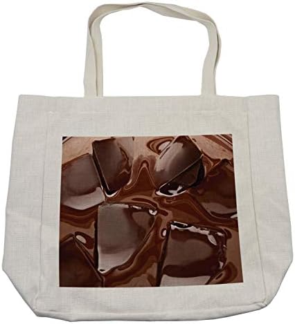 Торба за купување чоколади од амбесон, блиска слика на топење на чоколадни парчиња Домашна подготовка на десерт, печатење, еколошка торба за еднократна употреба за