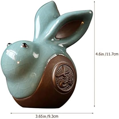 Абоофан керамика зајаци фигури Среќа Fortune Bunny Figurine Statue Model Model Кунг фу чај домашно милениче за 2023 година кинеска