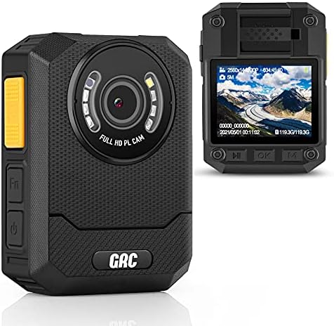 GRC 1440p Полициска Камера Со Аудио, 128gb Меморија, Ноќно Гледање, 2 Инчен Дисплеј, Пренослива Водоотпорна Камера За Носење