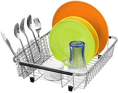 Сано кујнски мијалник за мијалник за мијалник за миење садови за сушење на садови со држач за прибор за не'рѓосувачки челик, голема решетка