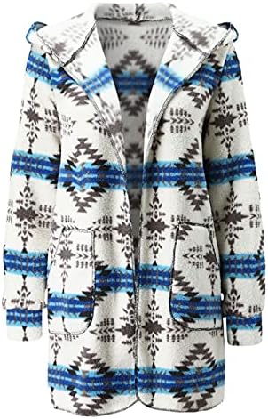 Womenените модна карирана печатена јакна од патент џеб џеб џеб со долги ракави палто отворено преден плетен блејзер јакна