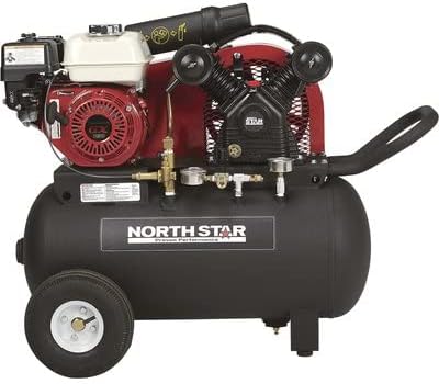 Компресорот за воздушен напоен со гасови со гас Нортстар-Honda 163cc OHV мотор, хоризонтален резервоар од 20 галон, 13,7 CFM на 90 psi