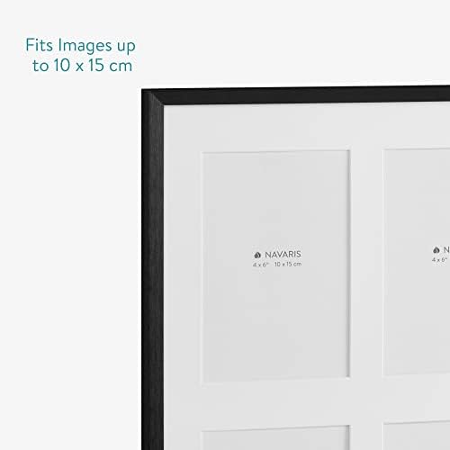 Рамка за слика на Наварис за 6 фотографии - Колаж фото -рамка за wallид - Multiид со повеќе решетки што висат 6 -фото или разгледница рамка за