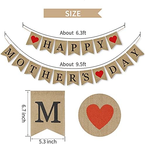 Банер За денот на мајката, Украси За Денот На Мајката На Фнтачетик Среќен Ден На Мајката Бурлап Банер Декор Декор Знаме На Венец Забава