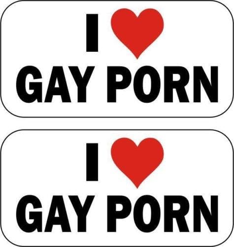 WleaterDad® I Love Gay Porn - Големина: 2 x 1 Боја: црна/бела/црвена - целосна печатена во боја на налепница за тврда капа, кацига, прозорци, wallsидови, браници, лаптоп, шкафчиња, итн.