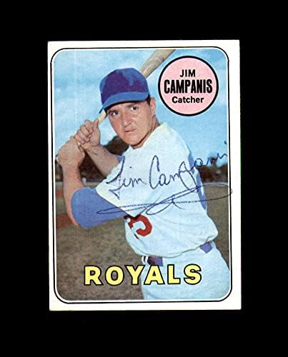 Jimим Кампанис рака потпиша во 1969 година Топс Канзас Сити Ројалс Автограм