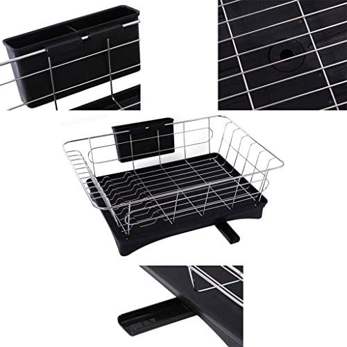 SDGH единечен слој за садови - мултифункционална сад за сушење решетка за складирање кујна, решетка за собирање садови и стапчиња, црна боја, црна