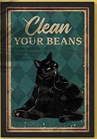 Welldgs Исчистете ги гравките црни мачки бања гроздобер калај знак Смешно уметнички печатен wallиден декорација Декорација на животни lубители на животни 12 x 8 инчи